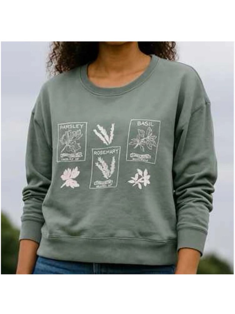 Pact Variety Pack Slouchy Sweatshirt Green Garden Spring Herbalist Large
